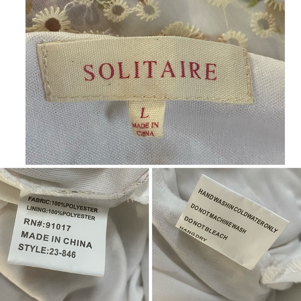 Solitaire Floral Maxi Dress Embroidered Eyelet Cottage Boho Coquette Size Large - Picture 6 of 6
